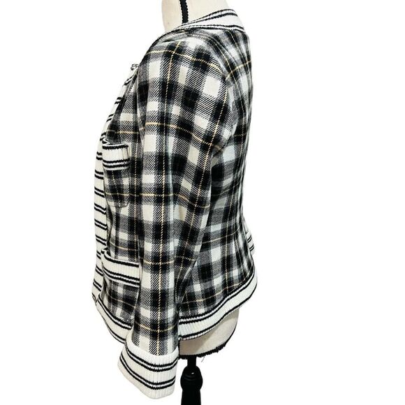 Anthropologie Plenty by Tracy Reese Plaid Wool blend zip blazer jacket size 4 - Picture 3 of 10